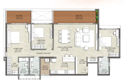 Kalpataru Blossoms Sinhagad Road 3BHK Plan