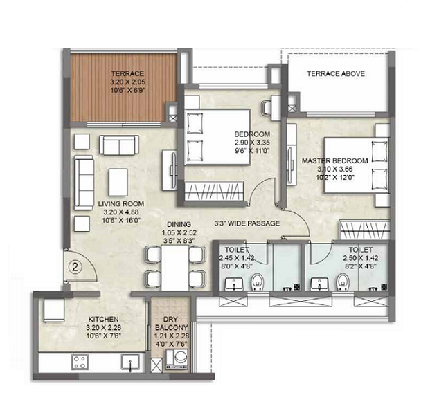 Kalpataru Serenity Manjri 2BHK Plan