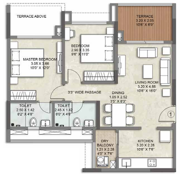 Kalpataru Serenity Manjri 2BHK Plan